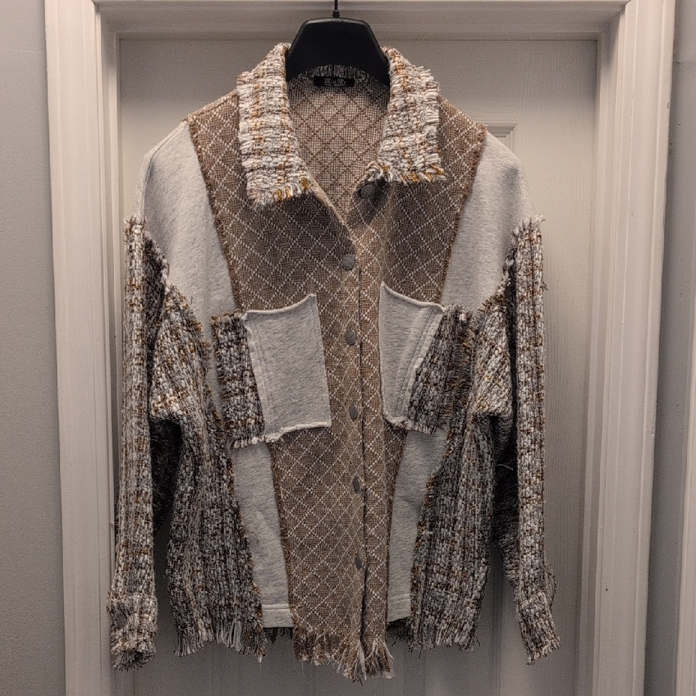 NWO - Miss Me Women's Tweed Jacket - Brown and Gray